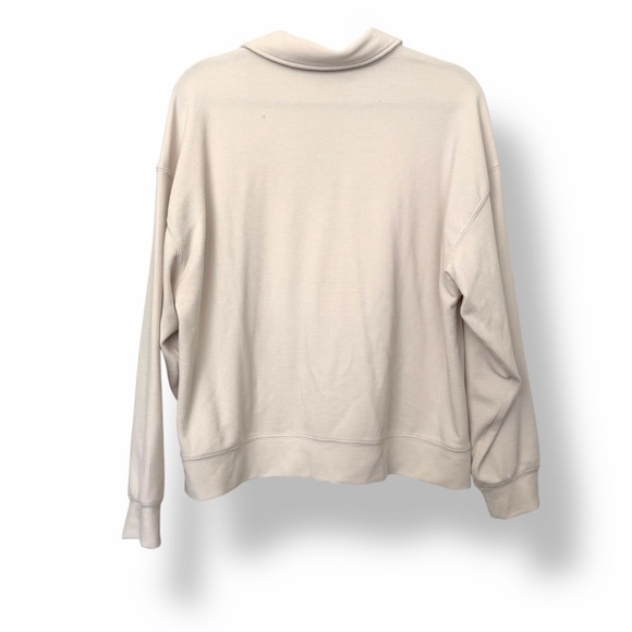Splendid Waffle Scuba Knit Polo Sweatshirt Cream - Picture 3 of 5